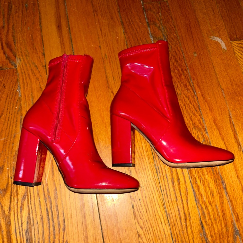 red aldo heel boots